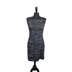 French Curve Sheath Tank Dress Black Rose Floral Print Resort Vacation